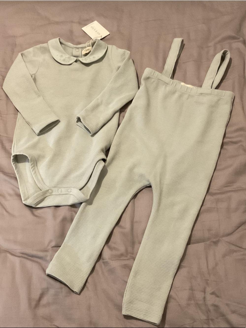 Elys & co Light Mint Green  Baby Two-Piece Set with Peter Pan Collar